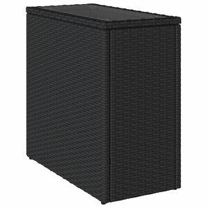 vidaXL Garten-Beistelltisch mit Glasplatte Schwarz 58x27,5x55cm Rattan