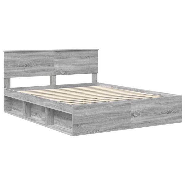 vidaXL Bettrahmen Graues Sonoma 160 x 200 cm Massives Kiefernholz
