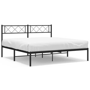 vidaXL Bettgestell mit Kopfteil Metall Schwarz 135x190 cm