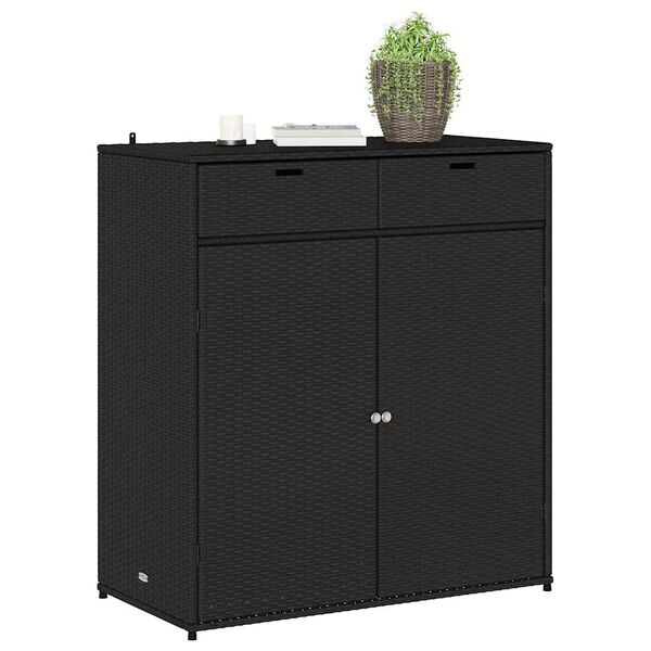 vidaXL Gartenschrank Schwarz 105x55x113 cm Poly Rattan