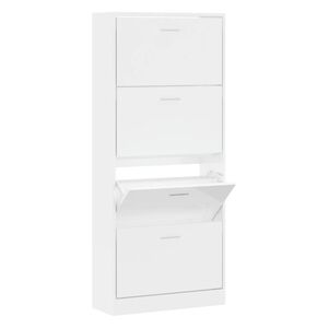 vidaXL Schuhschrank Hochglanz-Wei&szlig; 63x24x147 cm Holzwerkstoff