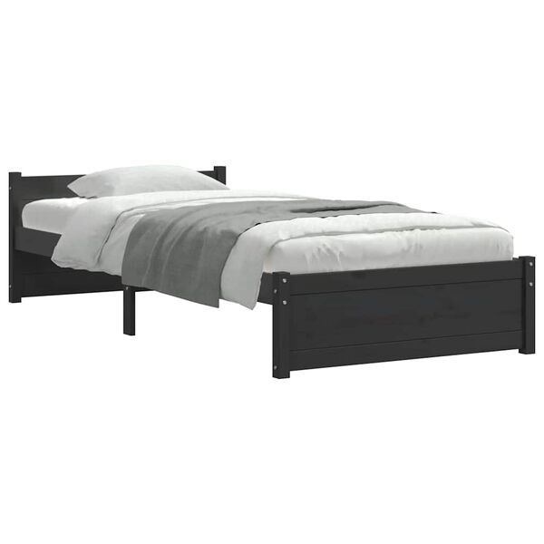 vidaXL Massivholzbett Schwarz 90x200 cm