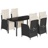 vidaXL 5-tlg. Garten-Essgruppe mit Kissen Schwarz Poly Rattan