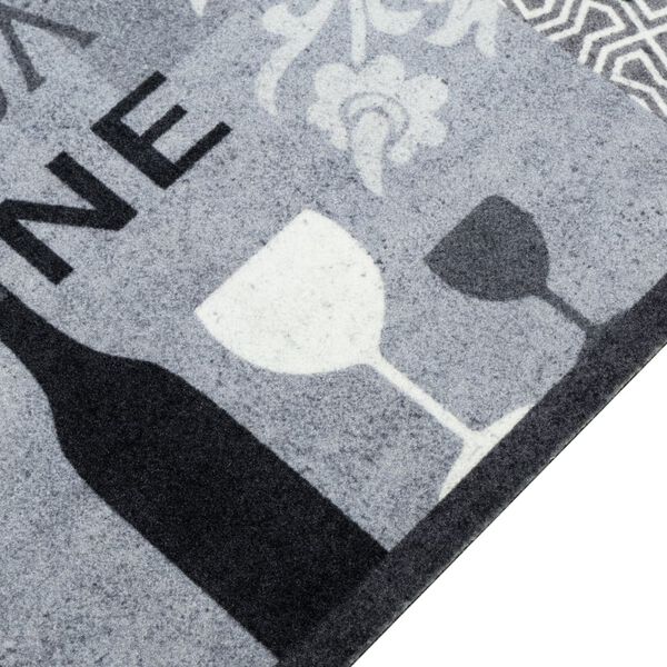 vidaXL K&uuml;chenteppich Waschbar Wein Grau 60x300 cm Samt