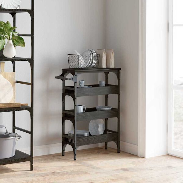 vidaXL K&uuml;chentrolley Schwarz Eichen-Optik 53 x 20 x 76 cm