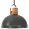 vidaXL H&auml;ngelampe Industriestil Grau Rund 42cm E27 Mango Massivholz