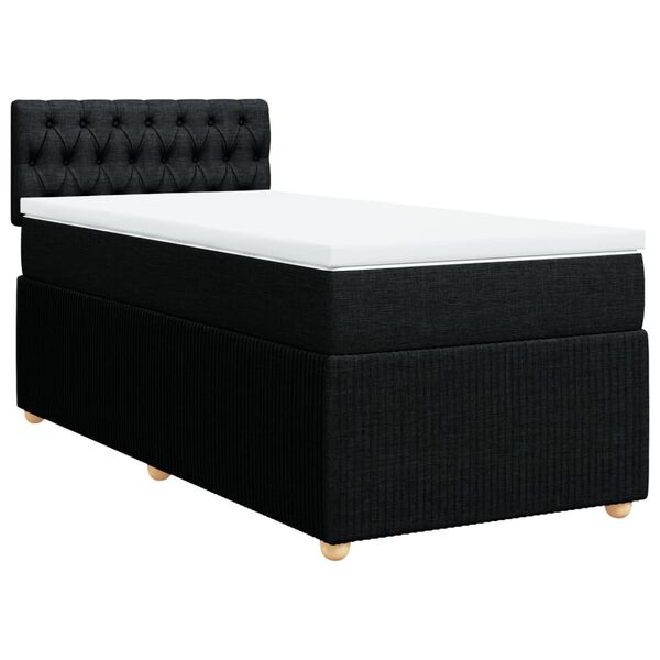vidaXL Boxspringbett mit Matratze Schwarz 80x200 cm Stoff