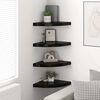 vidaXL Eck-Schweberegale 4 Stk. Hochglanz-Schwarz 35x35x3,8 cm MDF