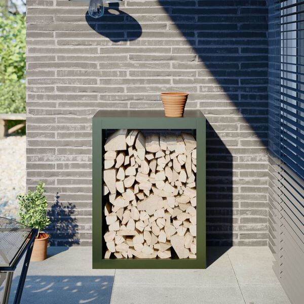 vidaXL Brennholzregal Gr&uuml;n 60x40x80 cm Stahl