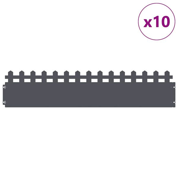 vidaXL Rasenkanten 10 pcs Anthrazit 103 x 0,05 x 22 cm Stahl