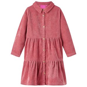 Kinderkleid mit Langen &Auml;rmeln Cord Altrosa 104