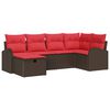 vidaXL Sofa Set 6 stk. 6-Sitzanzahl Braun und Rot Poly-Rattan