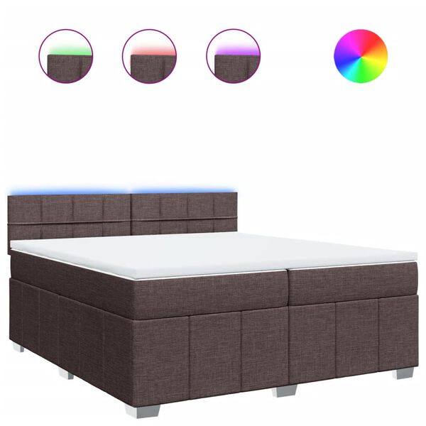 vidaXL Boxspringbett mit Matratze Dunkelbraun 200x200 cm Stoff
