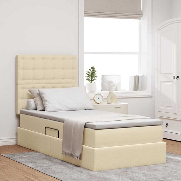 vidaXL Aufbewahrungsbett mit Matratze Creme 100 x 200 cm Polyester