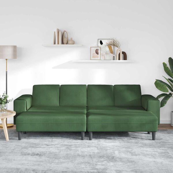 vidaXL Sofa mit Kissen Dunkelgr&uuml;n 250 x 188 x 76 cm Cordstoff