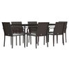 vidaXL 7-tlg. Garten-Essgruppe mit Kissen Poly Rattan und Stahl