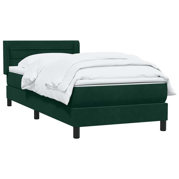 vidaXL Boxspringbett mit Matratze Dunkelgr&uuml;n 80x220 cm Samt