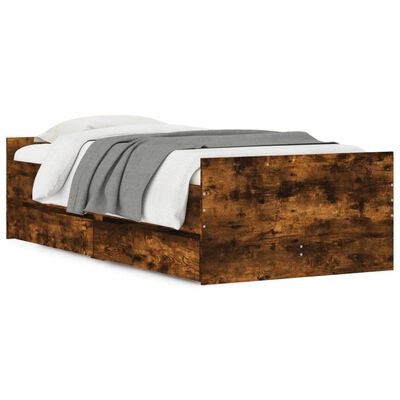 vidaXL Bett mit Schubladen Räuchereiche 75x190 cm