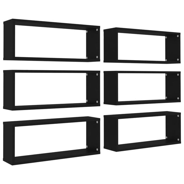 vidaXL W&uuml;rfelregale 6 Stk. Schwarz 60x15x23 cm Holzwerkstoff