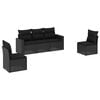 vidaXL 5-tlg. Garten-Sofagarnitur mit Kissen Schwarz Poly Rattan