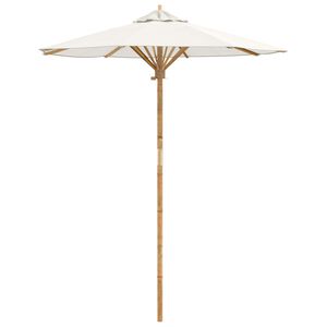 vidaXL Gartensonnenschirm &Oslash; 180 x 230 cm Bambus Rund Cremewei&szlig;