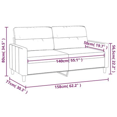 vidaXL 2-Sitzer-Sofa Weinrot 140 cm Stoff