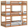 vidaXL Dreifach-Etagenbett Wachsbraun 90x190 cm Massivholz Kiefer