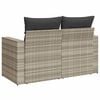 vidaXL Gartensofa mit Kissen 2-Sitzer Hellgrau Poly Rattan