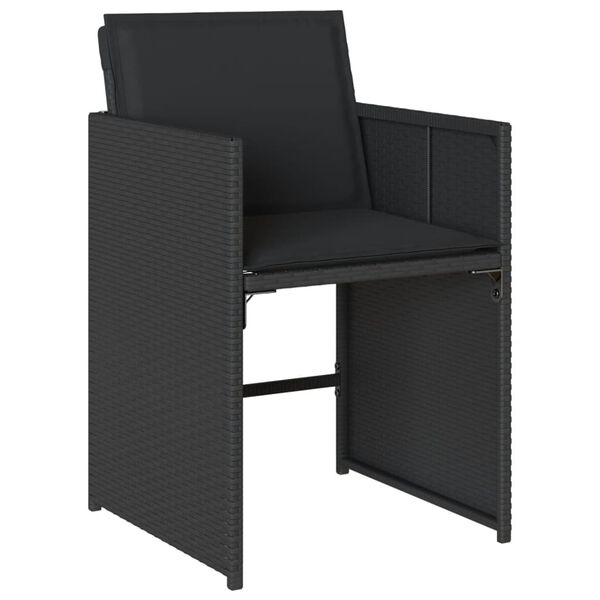vidaXL 17-tlg. Garten-Essgruppe mit Kissen Schwarz Poly Rattan