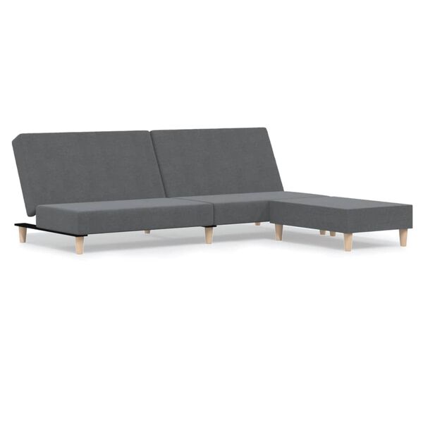 vidaXL Schlafsofa 2-Sitzer mit Fu&szlig;hocker Hellgrau Stoff