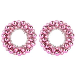vidaXL Weihnachtsballkr&auml;nze 2 Stk. Rosa 33 x 33 x 7 cm Polystyrol LEDs