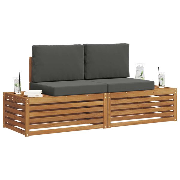 vidaXL Outdoor-Sofagarnitur mit Kissen 2 St&uuml;ck Natur und Anthrazit