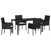 vidaXL Garten Essgruppe mit Kissen 5 pcs Schwarz Poly-Rattan