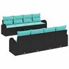 vidaXL Sofa Set 9 stk. 8-Sitzanzahl Schwarz und T&uuml;rkis Poly-Rattan