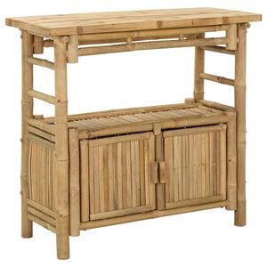 vidaXL Konsolentisch mit Regal mit T&uuml;r Natur 80 x 35 x 75 cm Bambus