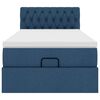 vidaXL Ottoman-Bett mit Matratze & LEDs Blau 90x190 cm Stoff