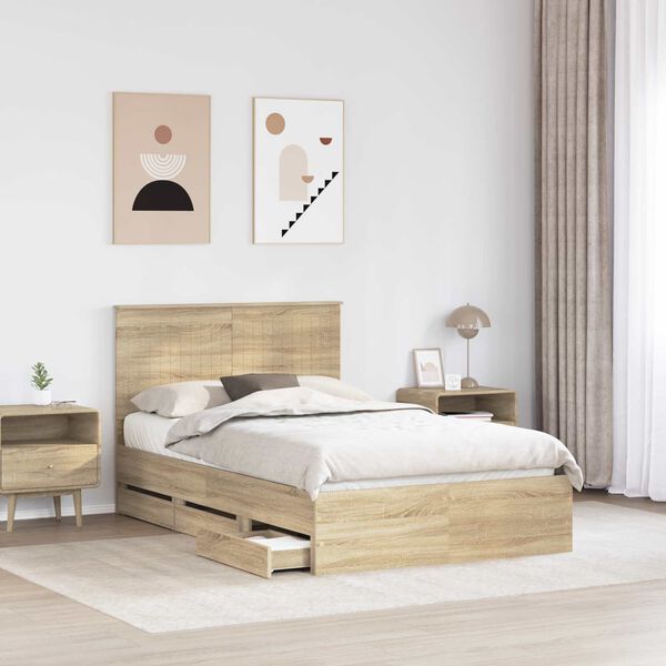 vidaXL Bettrahmen Sonoma-Eiche 120 x 200 cm Ingenieurs Holz