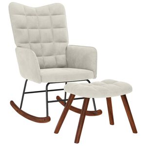 vidaXL Schaukelstuhl mit Hocker Creme Samt