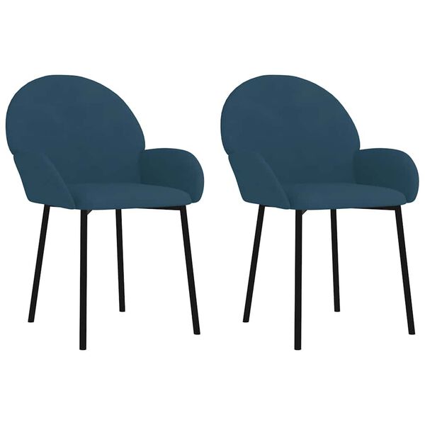 vidaXL Esszimmerst&uuml;hle 2 Stk. Blau Samt