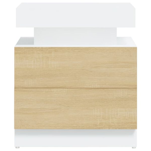 vidaXL Nachttisch Wei&szlig; und Sonoma-Eiche 45x35x52 cm Holzwerkstoff