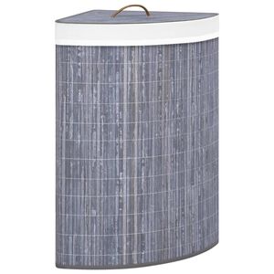 vidaXL Eck-W&auml;schekorb Bambus Grau 60 L