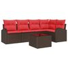 vidaXL Gartensofa-set 6 Stk. Braun und Rot Poly-Rattan