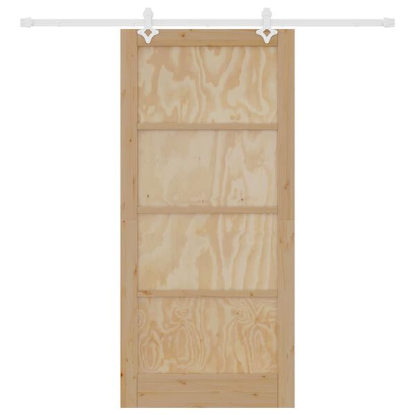 vidaXL Schiebet&uuml;r Braun 93 x 202 cm Massives Kiefernholz