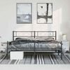 vidaXL Bettgestell mit Kopf- und Fu&szlig;teil Metall Schwarz 193x203 cm