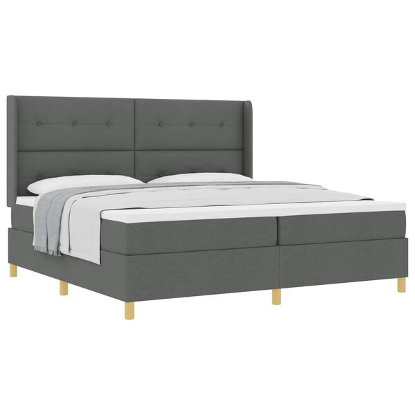 vidaXL Boxspringbett mit Matratze Dunkelgrau 200 x 200 cm Stoff