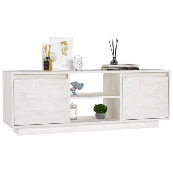 vidaXL TV-Schrank Weiß 110x30x40 cm Massivholz Kiefer