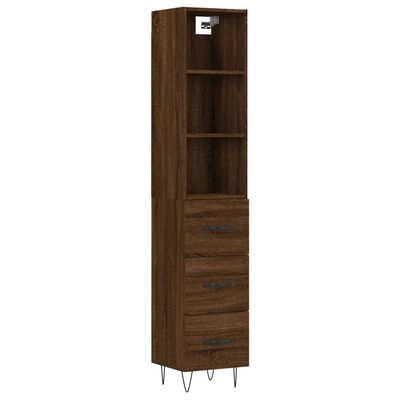 vidaXL Highboard Braun Eichen-Optik 34,5x34x180 cm Holzwerkstoff