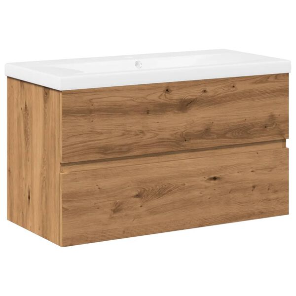 vidaXL Waschbeckenunterschrank mit Einbaubecken Artisan-Eiche