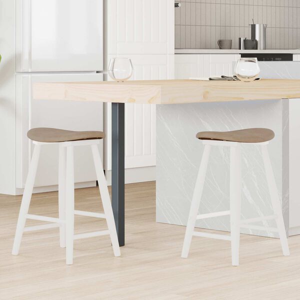 vidaXL Esszimmerst&uuml;hle 2 pcs Wei&szlig; 46 x 37 x 63 cm Massives Gummiholz