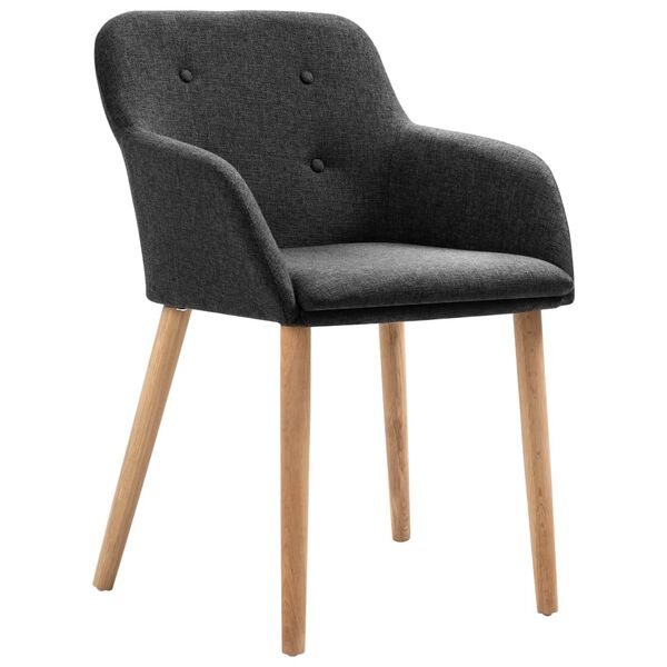 vidaXL Esszimmerst&uuml;hle 2 Stk. Dunkelgrau Stoff und Massivholz Eiche